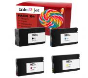 Compatible Pack 4 HP 963XL Negro, Cyan, Magenta, Amarillo Cartuchos de Tinta (No funciona en impresoras que acaban en E)