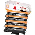 Compatible Pack x4 Brother TN2510XL Negro Cartucho de Toner para Brother DCP-L2610 / L2627 / L2660 / L2665 - HL-L2400 / L2445 / L2447 - MFC-L2800 / L2827 / L2860